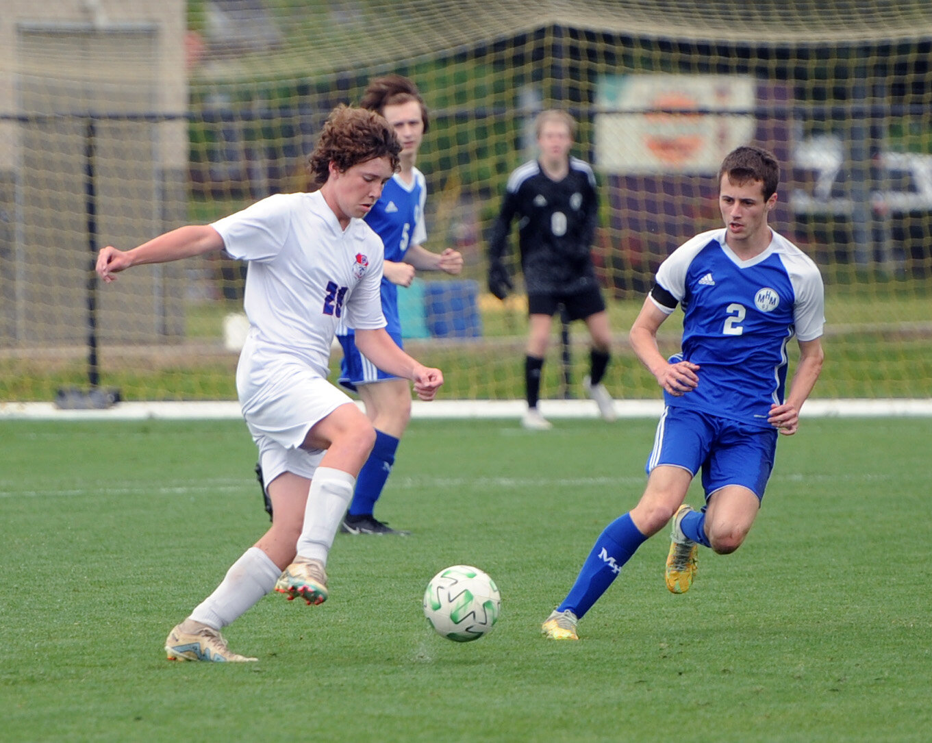 Isaac Cruse settles the ball for a Forrest attack on Merrol Hyde.