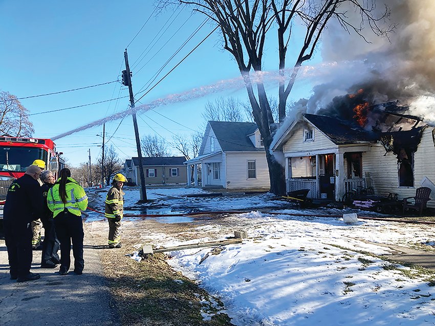 A house on Maple Street is considered a complete loss from a fire on Thursday, Jan. 20 that started in the flue from the woodstove.&nbsp; [Nathan Lilley]