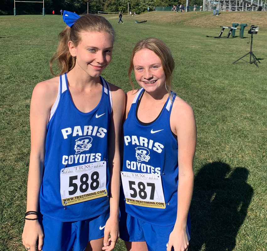 Paris' Alexandra Tullius and Mairyn Kinnaman were two of three medalists for the cross country team Saturday at the North Callaway Cross Country Invite in Kingdom City.