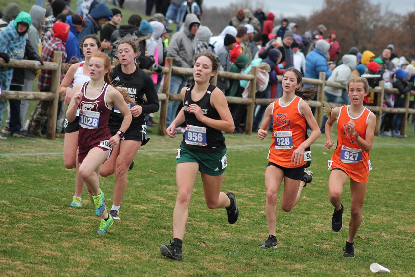 North Callaway junior Pressley Schmauch finishes her third state cross country race on Saturday at the Class 3 meet of the MSHSAA state cross country championships at Gans Creek Cross Country Course in Columbia.