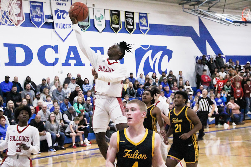Mexico senior Jordan Shelton rises for a layup Saturday against conference rival Fulton in the Montgomery County Basketball Tournament championship game. Shelton finished with a game-high 28 points and was named to the all-tournament team along with junior DJ Long.
