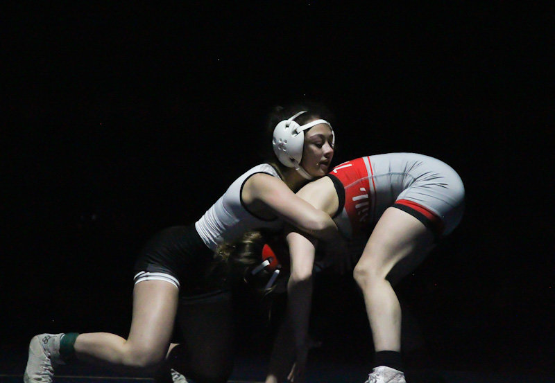 Centralia sophomore Ava Ward wrestles Park Hill's Angelina Vargas in the 115-pound championship match Friday in the Wonder Woman Tournament, which was a matchup between the No. 1 (Ward) and No. 4 (Vargas) girls nationally in the 112-pound weight class.