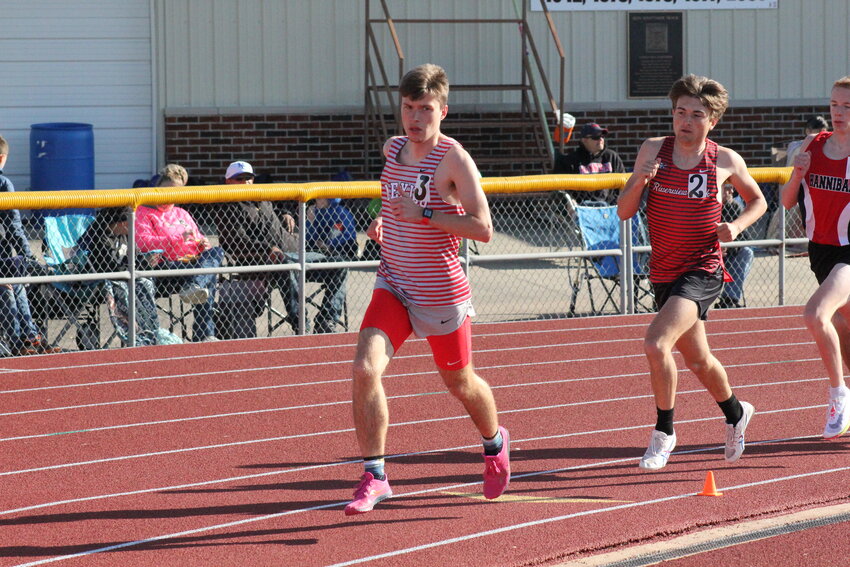 Mexico senior Thomas Peuster competes in an earlier meet in Mexico. Peuster became the boys 3200-meter run champion in the North Central Missouri Conference in the conference meet Friday in Marshall.