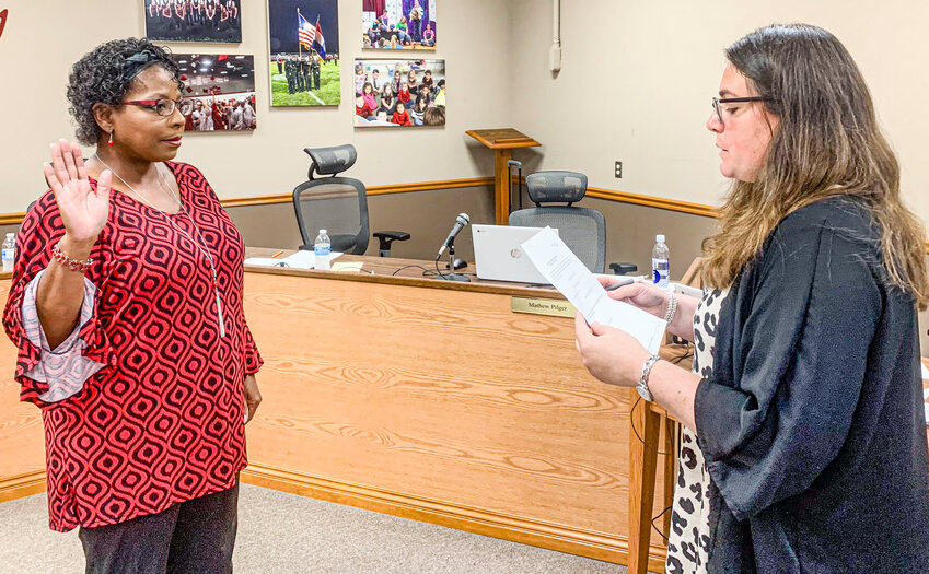 Mexico Public Schools BOE Member Lennette Brown, left, was sworn in to office in August but will have to run for re-election in April.