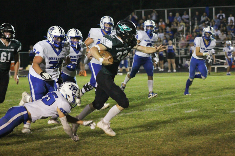 North Callaway senior Tucker Wright breaks free for a long touchdown on Friday against Mark Twain in Kingdom City. Wright ran for more than 100 yards and two touchdowns in a 30-14 win.