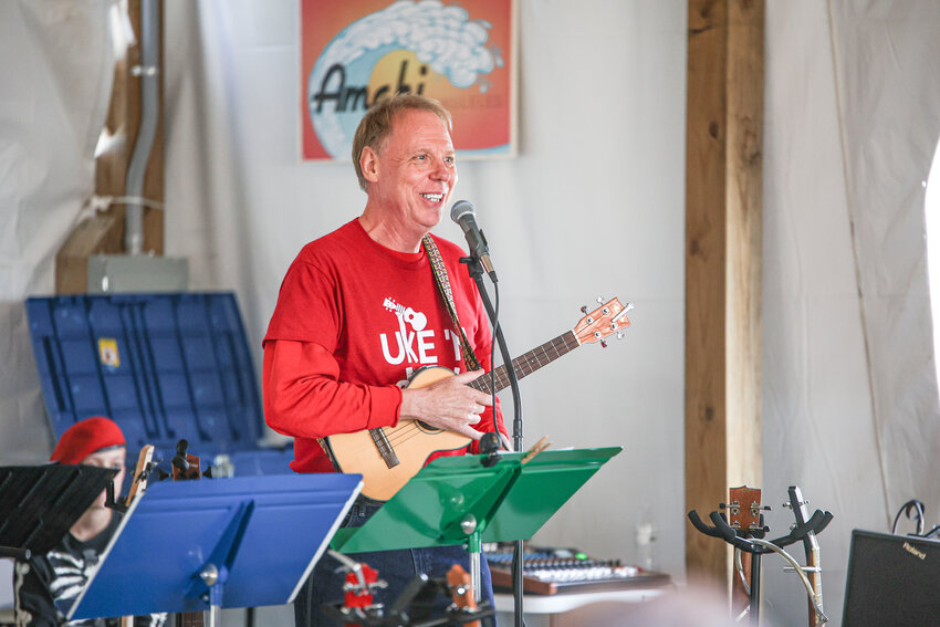Mexico Music Store owner David Reetz sang along with his ukulele class at the second annual Hickory Ridge Orchard Ukulele Festival on Saturday, Oct. 7.