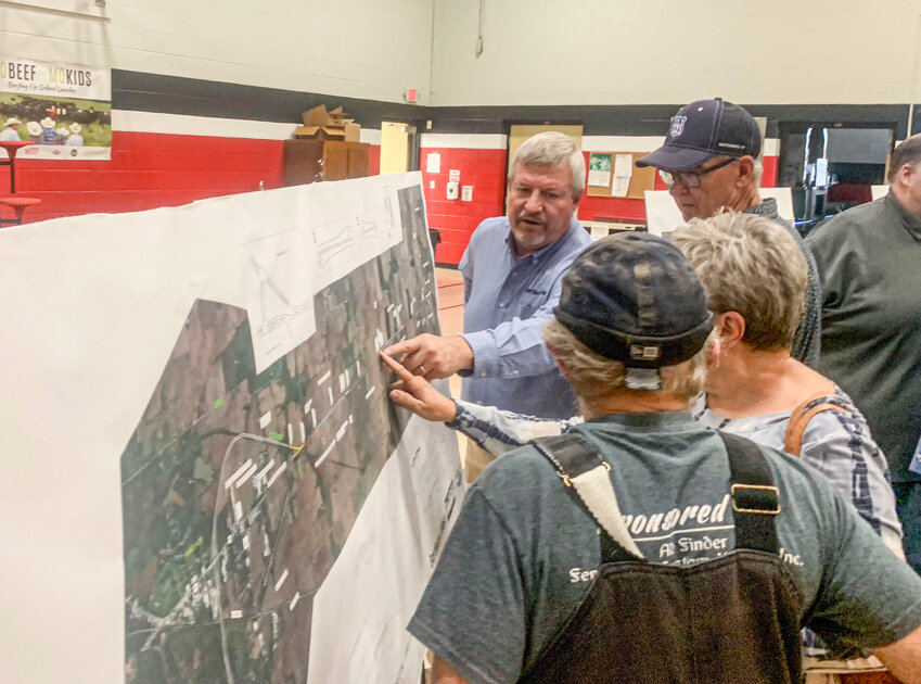 Bruce Green, the project manager and engineer with Bartlett and West, went over the project concept with Audrain County residents on Tuesday, Oct. 17, at Community R-VI School.