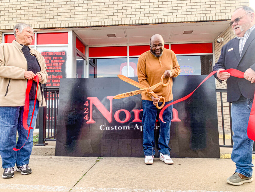 The Mexico Area Chamber of Commerce helped Antonio Williams cut the ribbon on his new business, 424 North Custom Apparel and Design, on Tuesday, Jan. 2.
