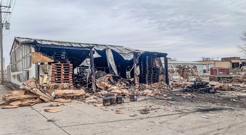 A large storage area in the rear area of the Handi-Shop was destroyed by a fire on Saturday night.