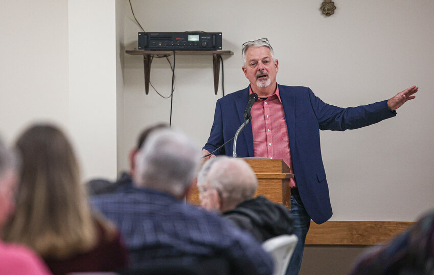 Presiding Commissioner Alan Winders spoke at the annual Audrain County Missouri Farm Bureau&rsquo;s dinner about the challenges the county is facing.