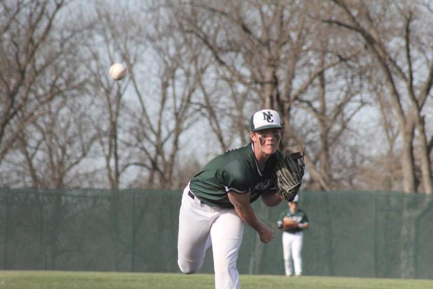 North Callaway junior Carter Moore pitches in an earlier game this season.