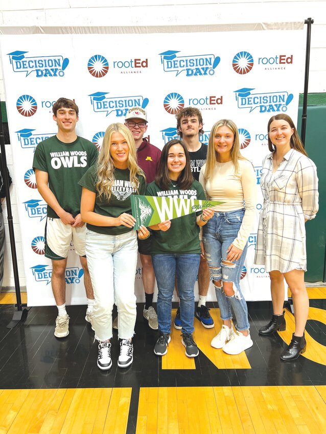 Several North Callaway seniors are headed to William Woods University this fall. Future WWU Owls include Riley Blevins, Corynne Miller, Paige Myers, WWU rep, Sam Pezold, Noah Drake, Lane Kimbley and not pictured Isiah Craighead.