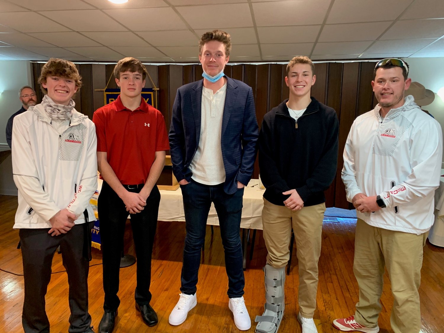 The Mexico High School baseball squad was represented by seniors Hunter Woolfolk, Jesse Fennewald, Ty Prince and coach Daniel McCarty. The Rotary Club invited local baseball players to the event. [Dave Faries]