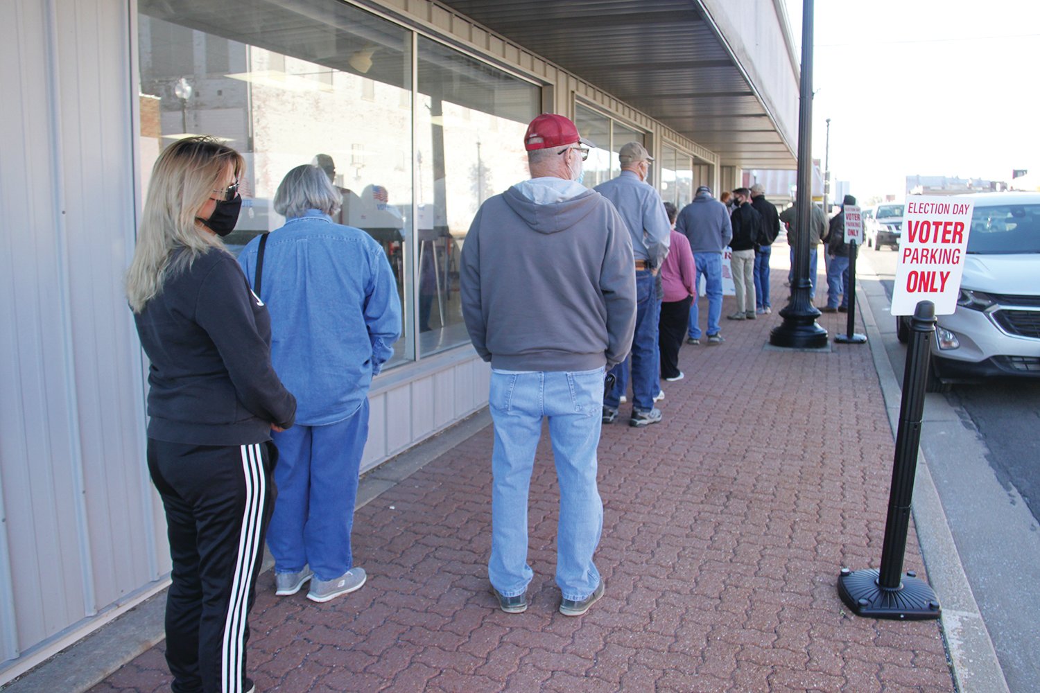 A line forms around 8:30 on election morning at the Courthouse Annex building in Mexico. Almost 70 percent of registered voters in Audrain County turned out on Tuesday. (Dave Faries)