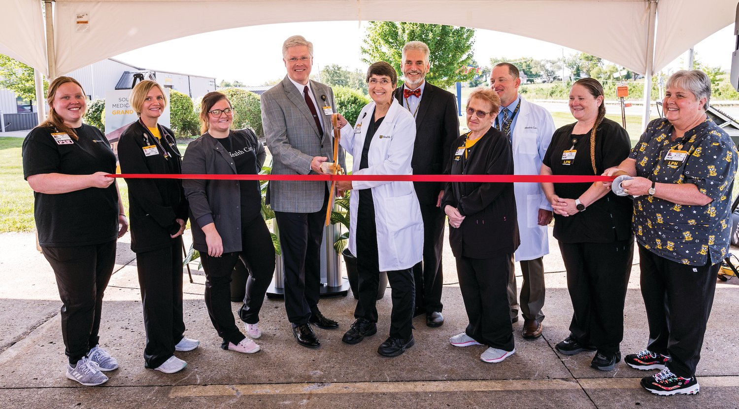 MU Health Care leaders and clinical staff cut the ribbon during a Grand Opening and Ribbon Cutting Ceremony at the South Clark Medical Building on Tuesday, Sept. 13, 2022 in Mexico, Mo.