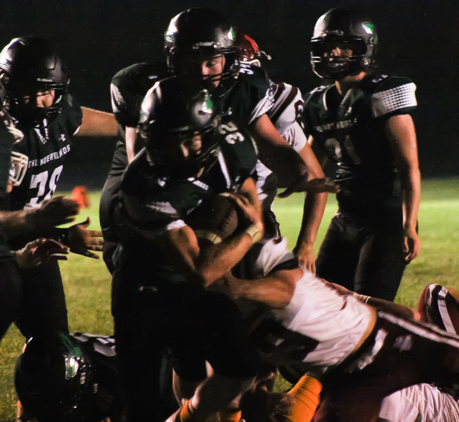 North Callaway junior running back Tucker Wright scores the touchdown Friday that gave the Thunderbirds a 30-12 lead. North Callaway won by the same score even after junior running back and 100-yard rusher Riley Humphrey went down with injury.