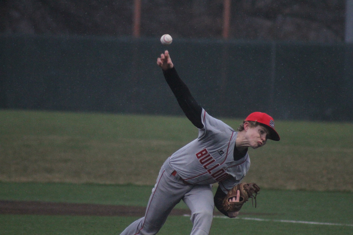 Mexico sophomore Sam Ryan releases a pitch against Eldon on Friday in Mexico.
