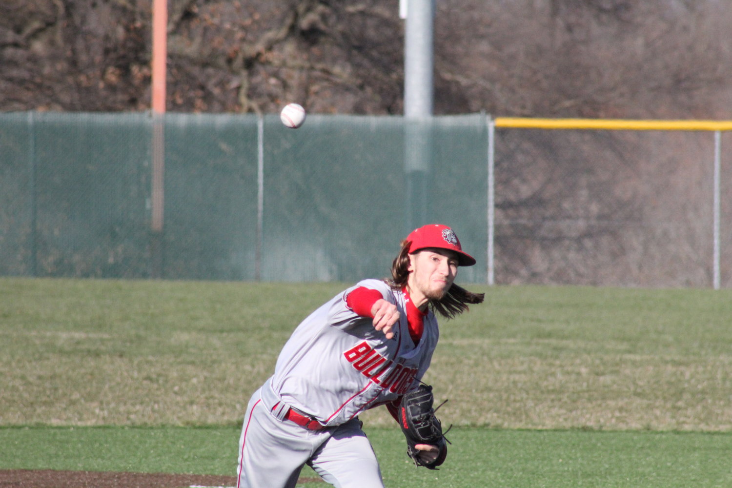 Mexico senior Jack Wilburn pitches against Kirksville on Tuesday at home. Wilburn went almost six innings, which ended up being long before the 13-inning affair would end.