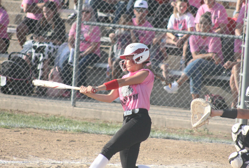 Mexico junior Kenley Jones swings against Centralia on Tuesday at home.