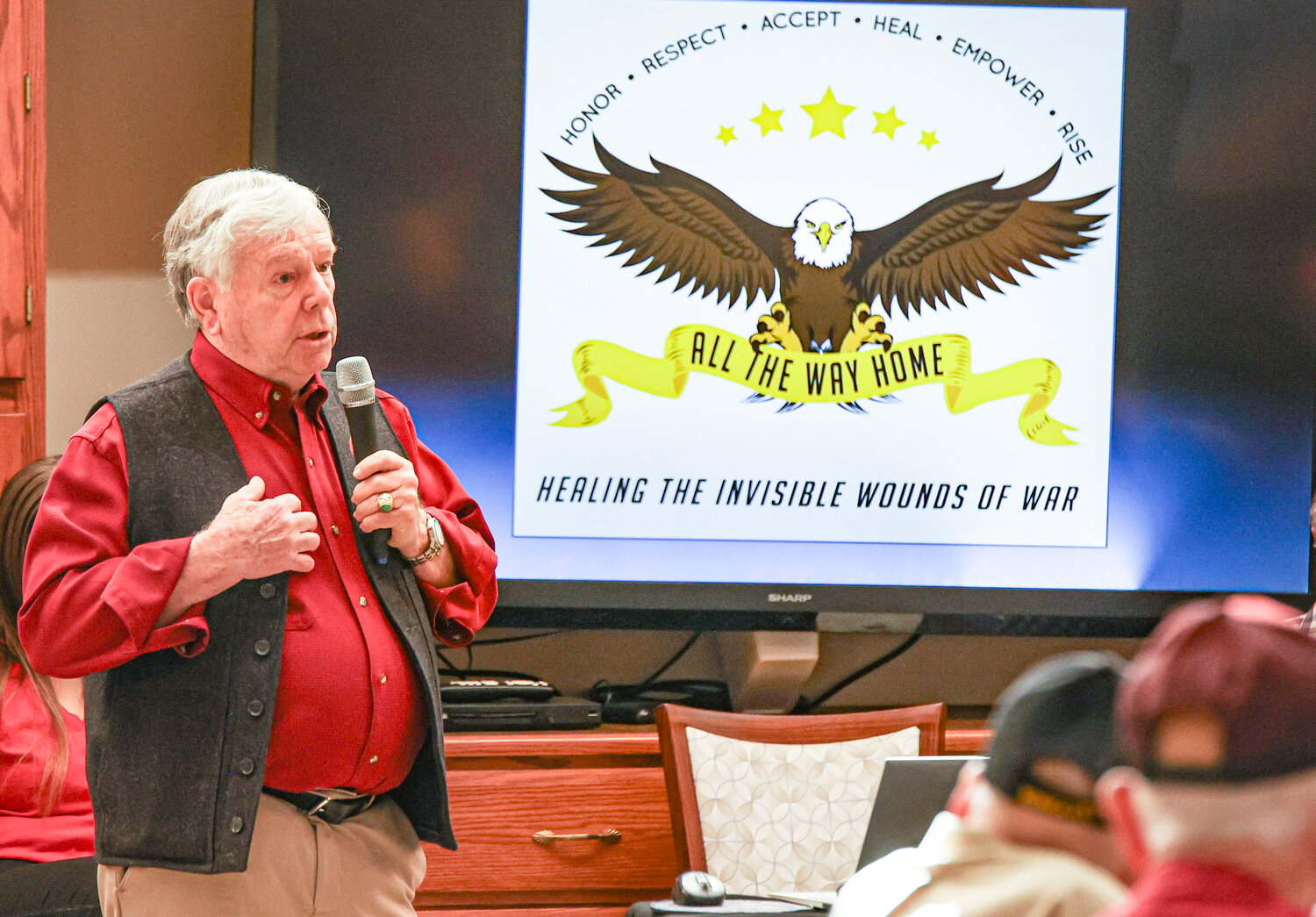 Dr. David Hammer, a Vietnam combat Veteran, spoke to Veterans at the Missouri Veterans’ Home on Friday, Nov. 10, about his not-for-profit All The Way Home.