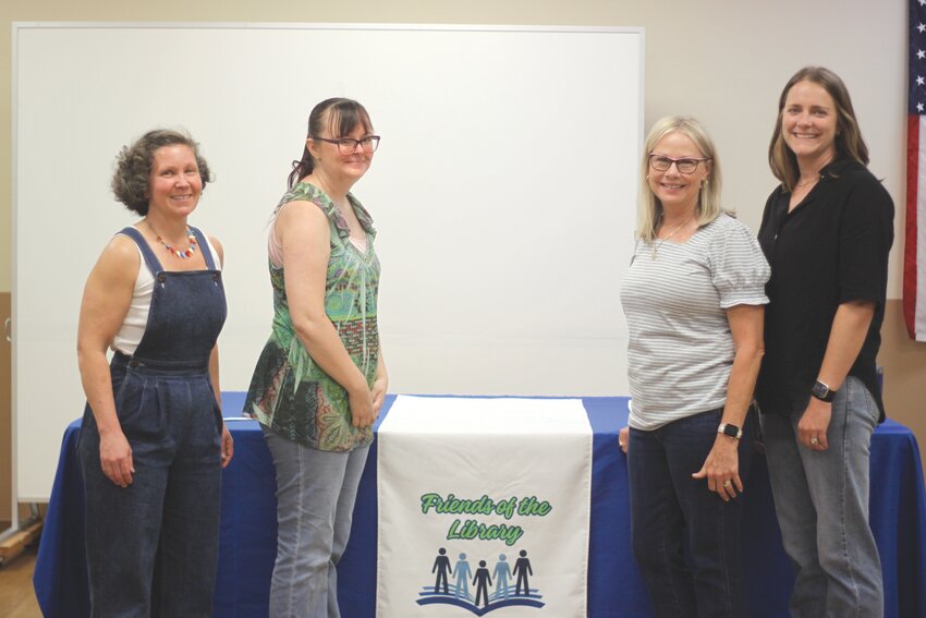 The Montgomery City Public Library’s Friends of the Library held its first welcome meeting that had 21 people in attendance. It also had a presentation of officers. Pictured are treasurer Shannon Brock, secretary Ellen Kolling, president-elect Lynn Arens and president Anna Powell.