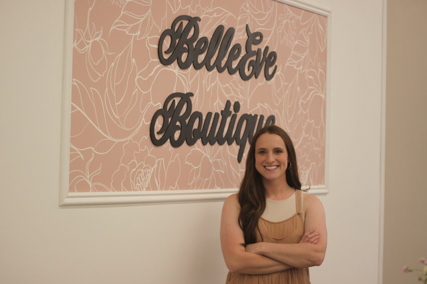 Mackenzie Gaines poses at her second BelleEve Boutique store in Hermann. It has been open since September. There is also a BelleEve shop in Montgomery City.