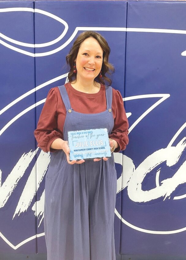 Julie Ellis, a language arts teacher at Montgomery County High School, was named recipient of the Montgomery County R-II Teacher of the Year award on April 9.