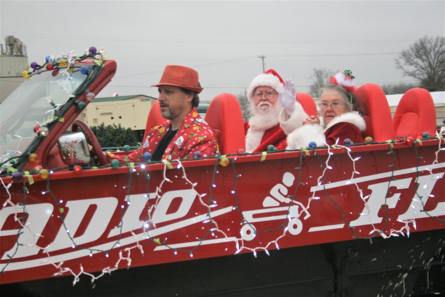 Montgomery City Area Chamber of Commerce President Brian Bufka drives Santa Claus and his wife to the Montgomery County Fairgrounds’ Merchants Building during last year’s Hometown Christmas. The event returns to the Fairgrounds on Dec. 10-12.