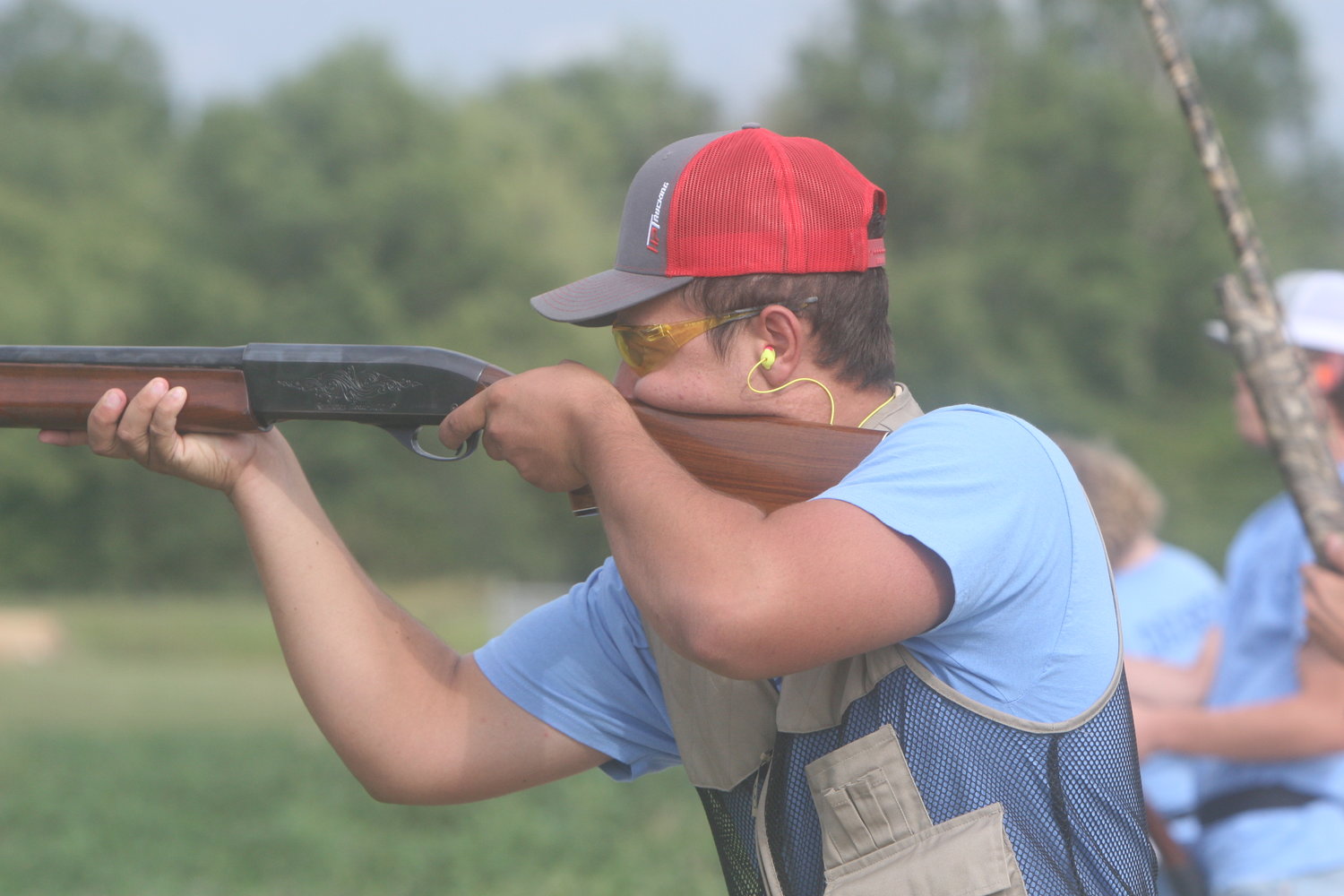 Montgomery County senior Griffen Rakers goes for a shot during a trapshooting match at Community R-6 High School on Sept. 6. Rakers scored 25 out of 25 during a practice session on Aug. 29.