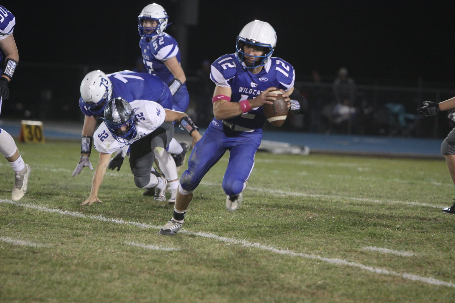 Montgomery County senior quarterback Adam Czerniewski scored a touchdown in his team’s 33-12 loss to Clark County in a Class 2, District 7 quarterfinal game on Oct. 28. The Wildcats finish their season at 2-8.