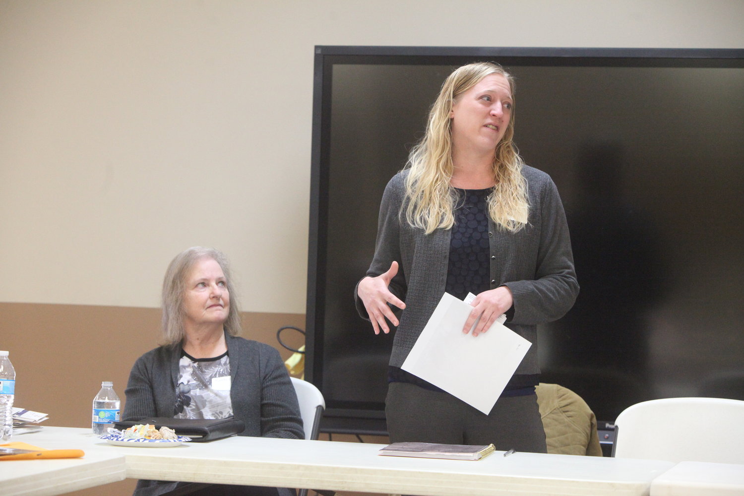 Heather Quevreaux of DDAB of Montgomery County talks about her agency during the Montgomery Area United Way Annual Meeting on Jan. 23 at the Montgomery City Public Library.