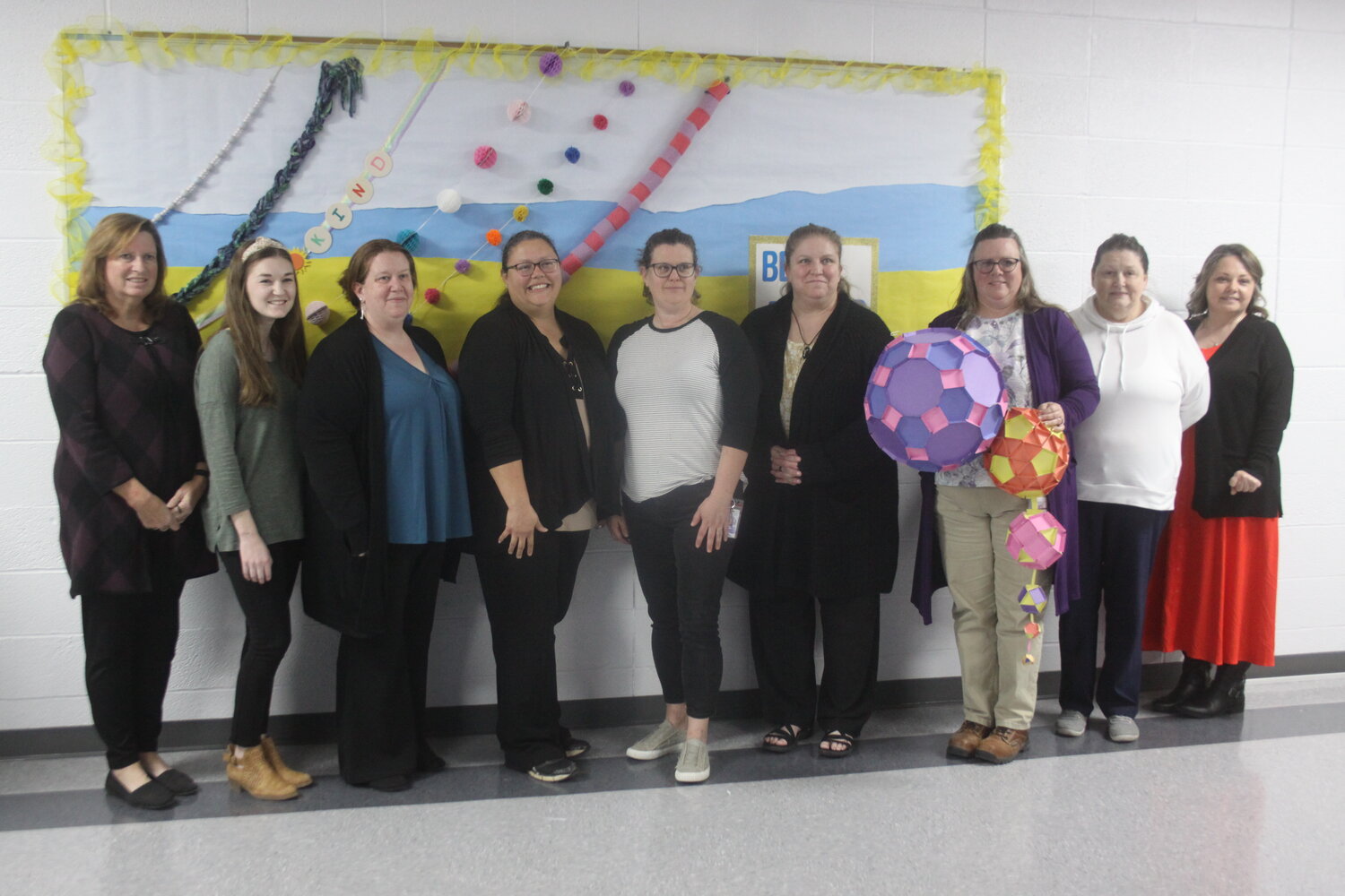 Kiwanis Mini Grant recipients pose at Jonesburg Elementary School on Nov. 9. They are, from left, Tina Harms, Kristin Scott, Angel Davis, Kristal Zerr, Jeanette Ventimiglia, Stefanie Combs, Bernie Bader, Patti Montalbano and Kista River. Not pictured are Jeanne Hudgens and Tina Cay.