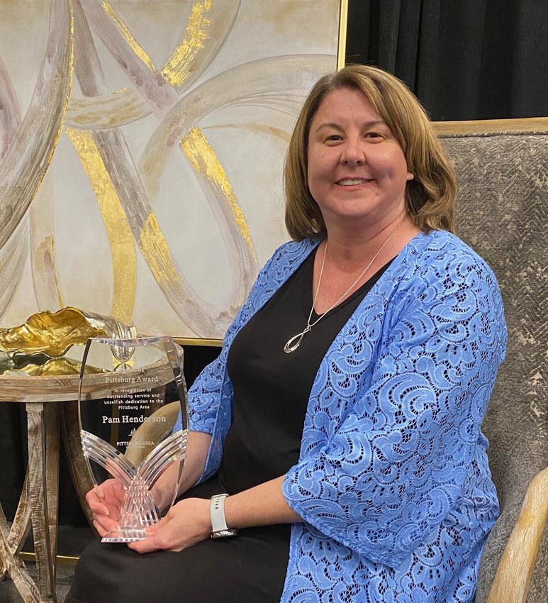 Pam Henderson was announced as the winner of the 2021 Spirit of Pittsburg Award at the annual Pittsburg Area Chamber of Commerce Banquet on Thursday.