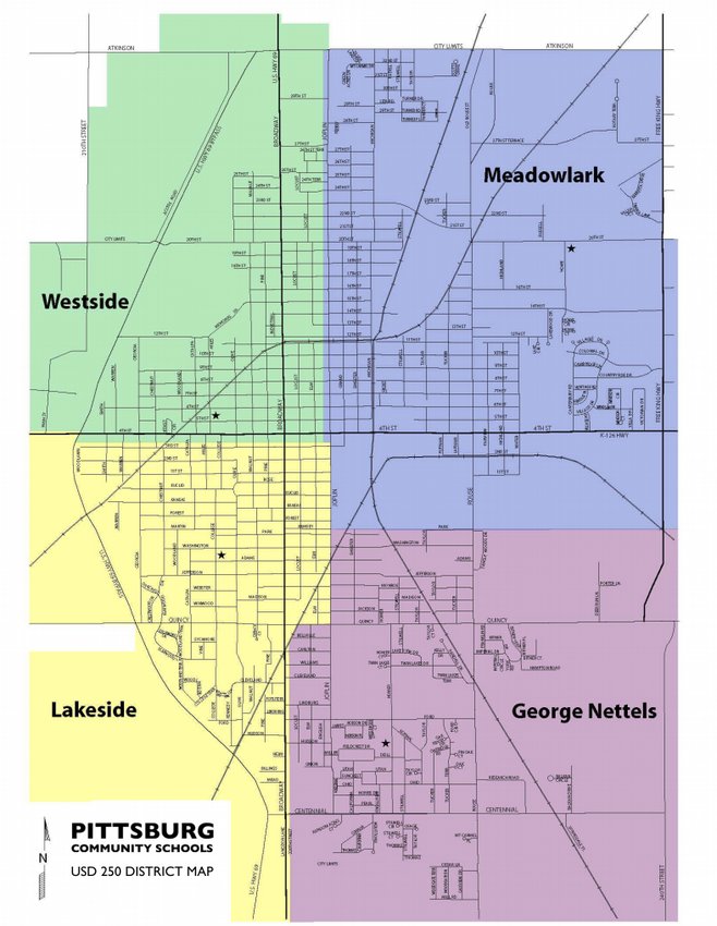 Current Pittsburg Community Schools elementary boundary lines