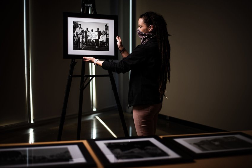Shawna Witherspoon, a 2019 graduate of PSU now employed at the Bicknell Family Center for the Arts, curated an exhibit that opened there on Monday in honor of Black History Month. Funded by a grant and including a public engagement component, it was inspired by conversations with her children. &mdash; COURTESY PHOTO