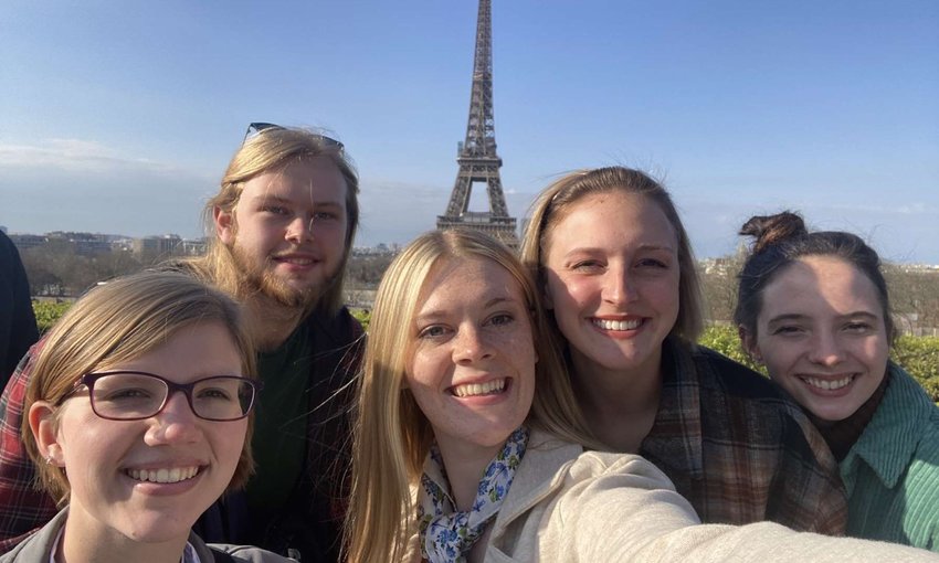 A recent Pittsburg State University Study Abroad trip brought students to famous locations in Rome, Florence, and Paris, where this photo was taken with the Eiffel Tower in the background.