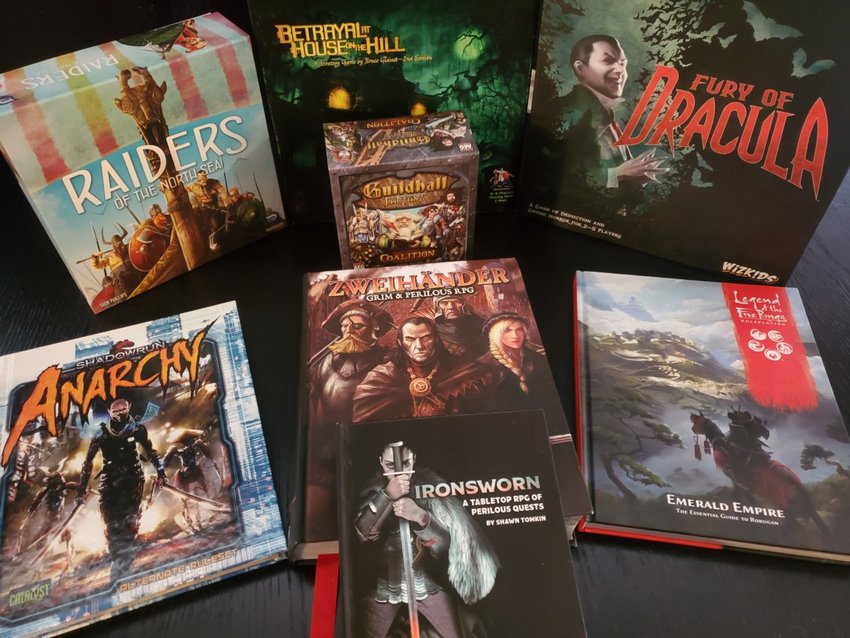 Let the adventure begin! Examples of role-playing games featuring unique settings from feudal Japan to a dystopian cyberpunk future and board games with interesting game mechanics such as hidden movement, surprise traitors, and resource-gathering.&nbsp;