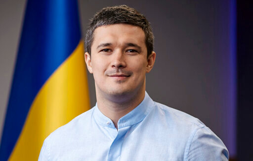 This photo provided by Ministry of Digital Transformation of Ukraine, shows Mykhailo Fedorov, vice prime minister of Ukraine and minister of digital transformation.   The Ukrainian government is marrying some digital marketing tools with crowdfunding and other incentives for giving to keep global attention trained on its war efforts against the Russian invasion. &ldquo;There is a wave and there is this kind of euphoria, but then it abates,&quot;  Fedorov,  told The Associated Press, Wednesday, May 11, 2022 during an interview.  (Ministry of Digital Transformation of Ukraine via AP)
