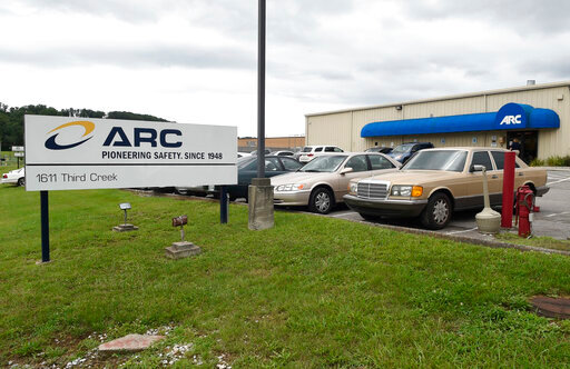 FILE - This July 14, 2015, file photo shows the ARC Automotive manufacturing plant in Knoxville, Tenn. A class action lawsuit has been filed against seven automakers and a Tennessee air bag parts manufacturer accusing them of knowingly selling vehicles with dangerous exploding air bag inflators. The lawsuit filed Tuesday, May 24, 2022, in San Francisco, names inflator manufacturer ARC Automotive Inc. of Knoxville as a defendant. ARC sold inflators to larger air bag manufacturers, who in turn sold to General Motors, BMW, Ford, Hyundai, Kia, Volkswagen and Fiat Chrysler (now Stellantis).  (Adam Lau/Knoxville News Sentinel via AP, File)