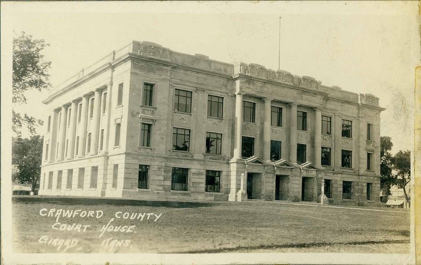 The new Crawford County Courthouse in Girard, Kansas, in 1923 from the Ira Clemens Photograph Album, 1923.