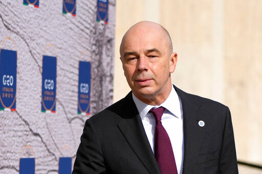 FILE - Russia's Finance Minister Anton Siluanov arrives for a meeting of G20 finance and health ministers at the Salone delle Fontane (Hall of Fountains) in Rome, Friday, Oct. 29, 2021. Russia says it will use an arrangement similar to that used for payments for its gas supplies to pay its dollar-denominated foreign debts. On Monday, May 30, 2022 the Vedomosti business daily quoted Finance Minister Anton Siluanov as saying that Russia will offer the holders of its Eurobond obligations to accept a payment scheme bypassing Western financial infrastructure. (AP Photo/Alessandra Tarantino, File)