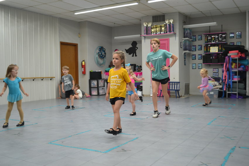 The Tiny Combo Class, which is a class of kids from two to five years old, practices their tap dance &ldquo;Dig a Little Deeper&rdquo; at The Dance Pitt on Wednesday.