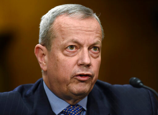 FILE - In this Feb. 25, 2015, file photo, retired Gen. John Allen testifies on Capitol Hill in Washington, before the Senate Foreign Relations Committee to examine the fight against the Islamic State of Iraq and Syria. On Wednesday, June 8, 2022, the prestigious Brookings Institution placed Alllen, its president, Allen, on administrative leave amid a federal investigation into his foreign lobbying. (AP Photo/Susan Walsh, File)