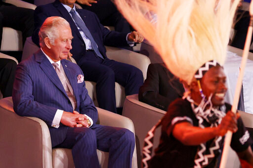 Britain's Prince Charles looks on during the opening ceremony of the Commonwealth Heads of Government Meeting, at the Commonwealth Summit in Kigali, Rwanda Friday, June 24, 2022. Leaders of Commonwealth nations were meeting in Rwanda's capital Friday to tackle climate change, tropical diseases and other challenges deepened by the COVID-19 pandemic. (Dan Kitwood, Pool Photo via AP)
