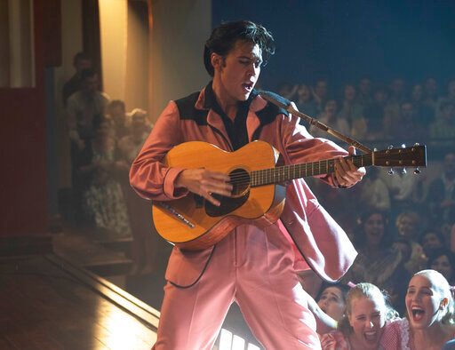 This image released by Warner Bros. Pictures shows Austin Butler in a scene from &quot;Elvis.&quot; (Warner Bros. Pictures via AP)
