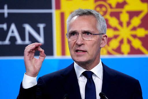 NATO Secretary General Jens Stoltenberg speaks during a media conference at the end of a NATO summit in Madrid, Spain on Thursday, June 30, 2022. North Atlantic Treaty Organization heads of state met for the final day of a NATO summit in Madrid on Thursday. (AP Photo/Bernat Armangue)