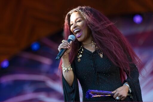 FILE - Chaka Khan performs during rehearsals for the annual Fourth of July Boston Pops Fireworks Spectacular in Boston on July 3, 2022. Khan is one of many female performers featured in the four-part docuseries &ldquo;Women Who Rock&rdquo; starting Saturday on Epix. (AP Photo/Michael Dwyer, File)