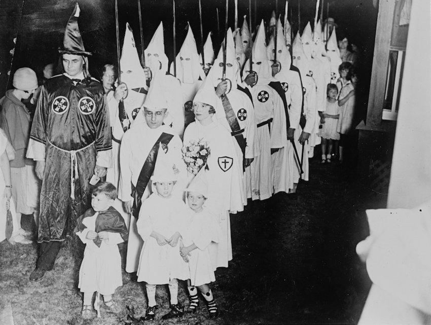 A KKK parade including children marchers, unknown date and location.