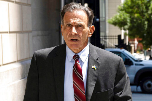 In this July. 27, 2022 photo, retired NYPD detective Louis Scarcella, leaves Kings County Supreme Court, in the Brooklyn borough of New York. In the past nine years, nearly 20 murder and other convictions have been tossed out after defendants accused Scarcella of coercing or inducing false confessions and bogus witness identifications, which he denies. (AP Photo/Yuki Iwamura)