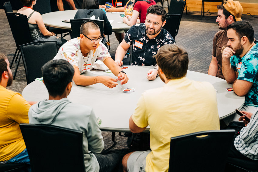 Pitt Pals play UNO during the Pitt Pals event at the Overman Student Center on Friday, August 26. Many games such as Jenga and Twister were available to play.